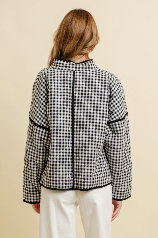 Bundled Up Gingham Quilted Jacket - The Dragonfly Boutique