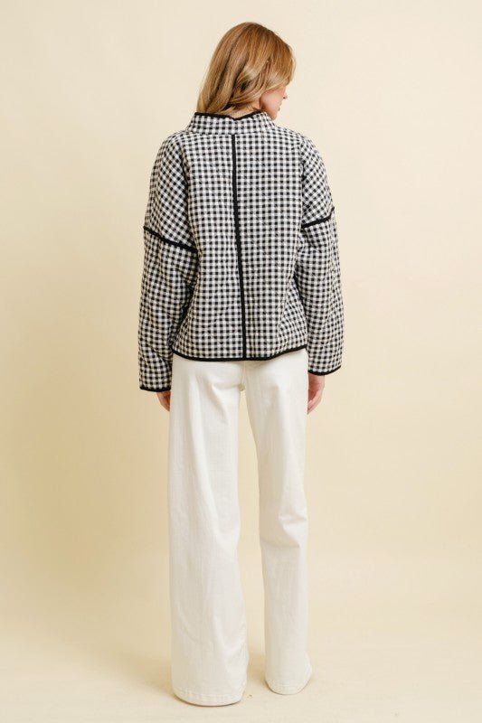 Bundled Up Gingham Quilted Jacket - The Dragonfly Boutique