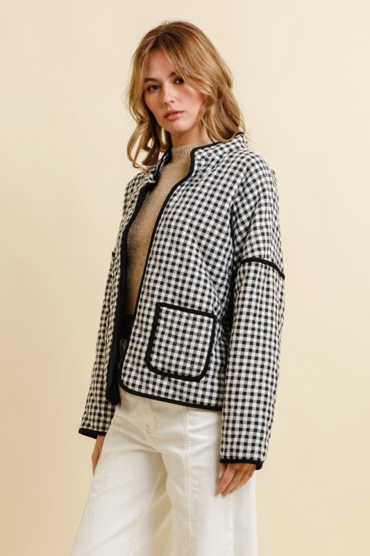 Bundled Up Gingham Quilted Jacket - The Dragonfly Boutique