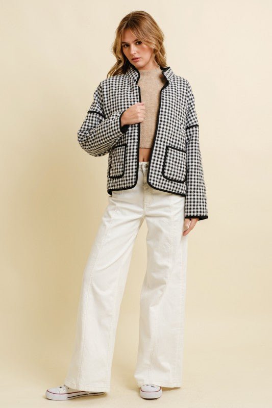 Bundled Up Gingham Quilted Jacket - The Dragonfly Boutique