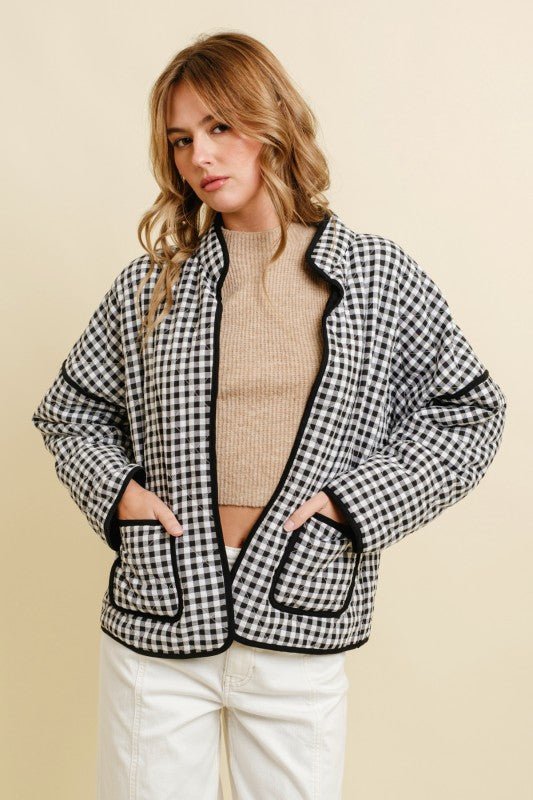 Bundled Up Gingham Quilted Jacket - The Dragonfly Boutique