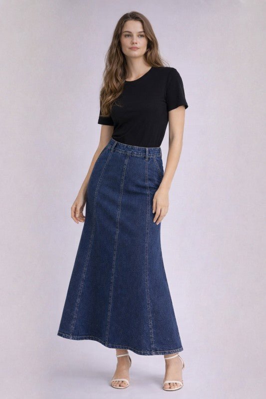 Denim Beauty Maxi Skirt - The Dragonfly Boutique