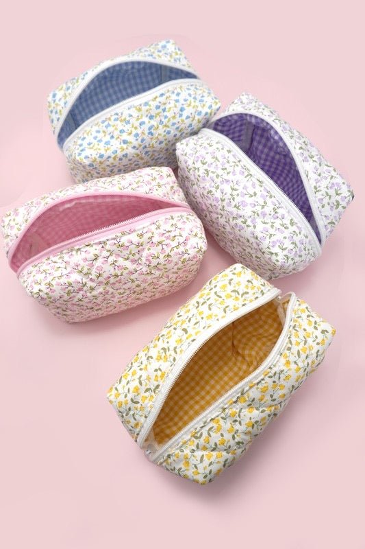 Floral Cotton Makeup Pouch Bag - 3 Colors - The Dragonfly Boutique