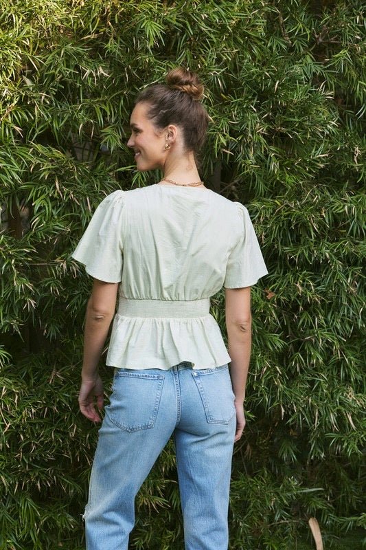 Honeydew Eyelet Blouse - The Dragonfly Boutique