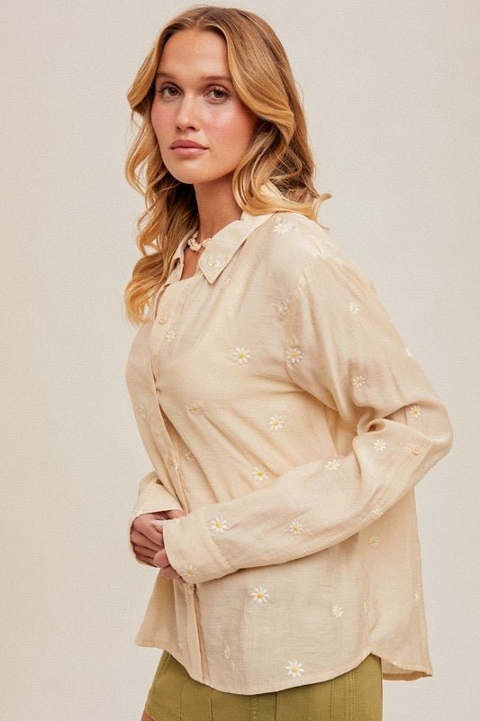 Picking Daisies Button Down Top - The Dragonfly Boutique