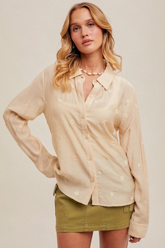Picking Daisies Button Down Top - The Dragonfly Boutique