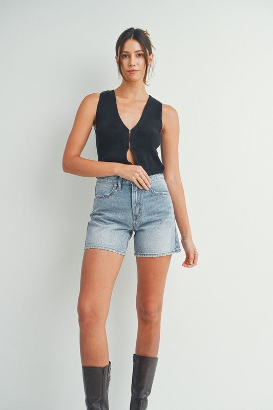 The Allison Modest Shorts - Light Wash - The Dragonfly Boutique