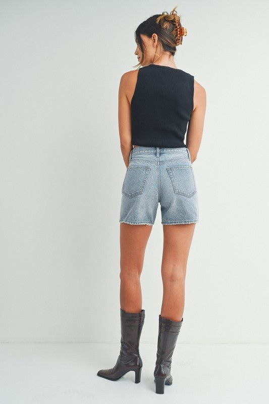 The Allison Modest Shorts - Light Wash - The Dragonfly Boutique