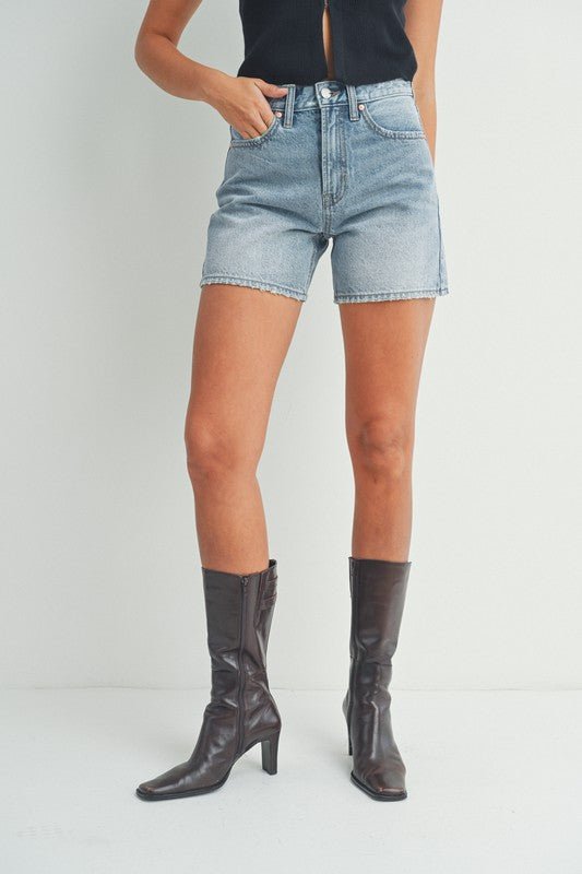 The Allison Modest Shorts - Light Wash - The Dragonfly Boutique