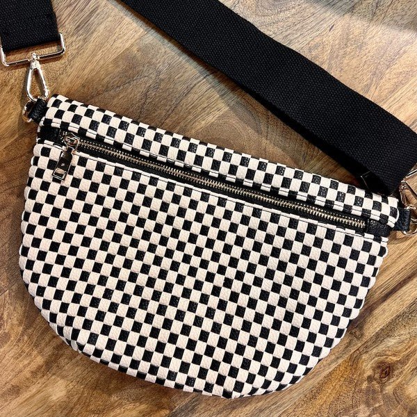 The Westlyn Woven Checkered Bag - The Dragonfly Boutique