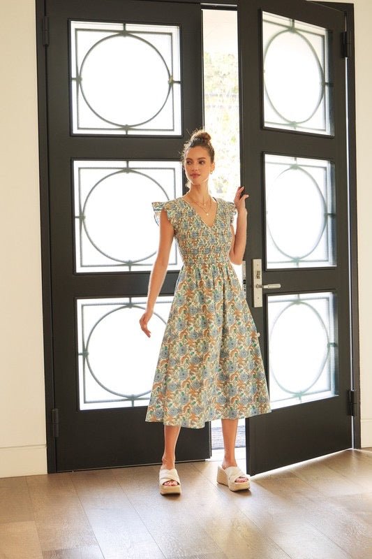 Walk in the Garden Midi Dress - The Dragonfly Boutique