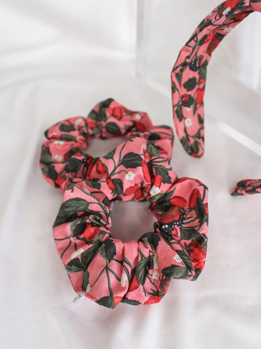 Strawberry Meadow Scrunchie - The Dragonfly Boutique