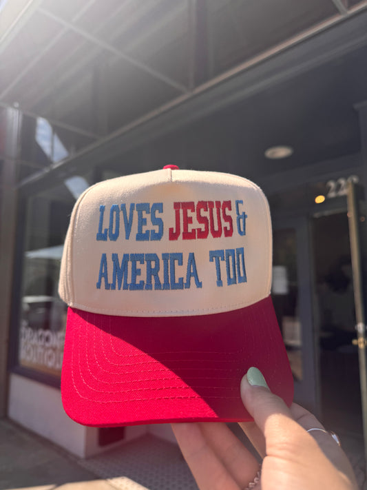 Loves Jesus & America Too Hat