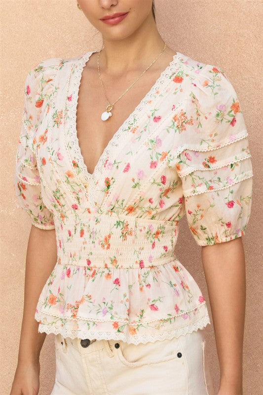 Poppy Fields Peplum Top