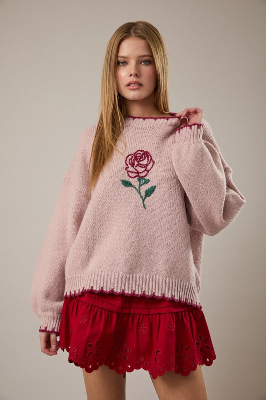 A Dozen Roses Sweater - The Dragonfly Boutique