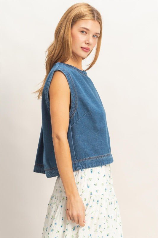 Breezy Day Denim Top - The Dragonfly Boutique