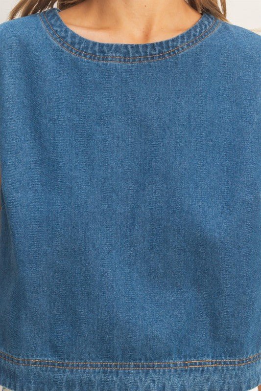 Breezy Day Denim Top - The Dragonfly Boutique