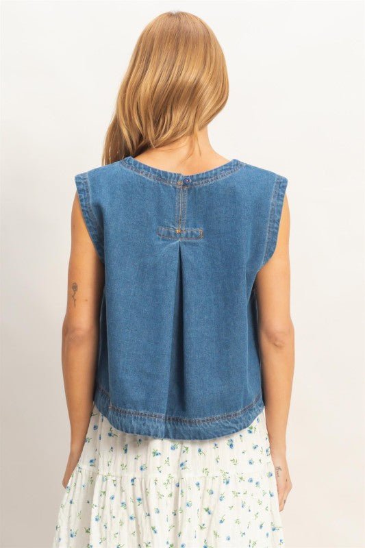 Breezy Day Denim Top - The Dragonfly Boutique