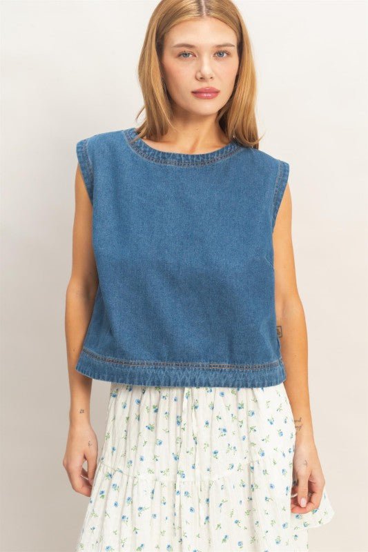 Breezy Day Denim Top - The Dragonfly Boutique