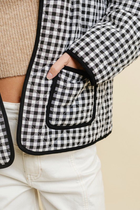 Bundled Up Gingham Quilted Jacket - The Dragonfly Boutique