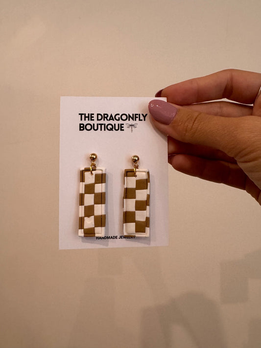 Checked Out Earrings - The Dragonfly Boutique