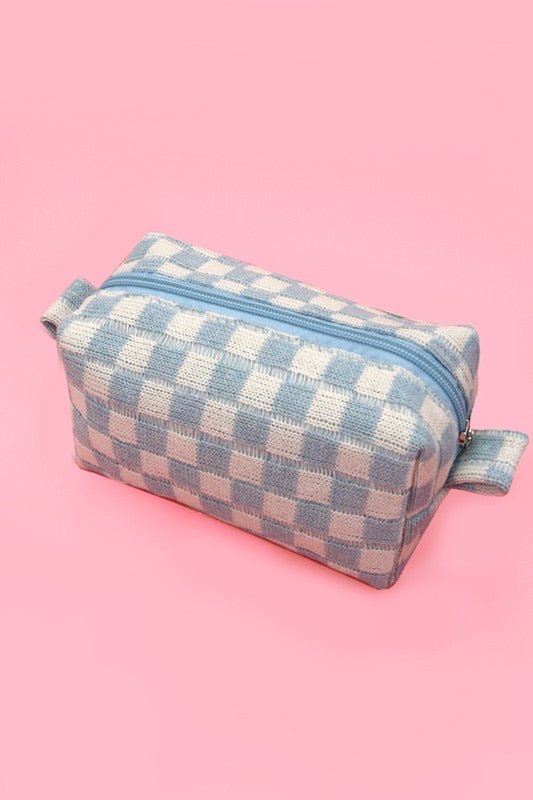 Checkered Makeup Pouch Bag - The Dragonfly Boutique