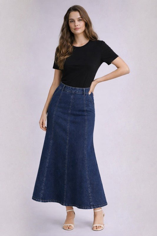 Denim Beauty Maxi Skirt - The Dragonfly Boutique