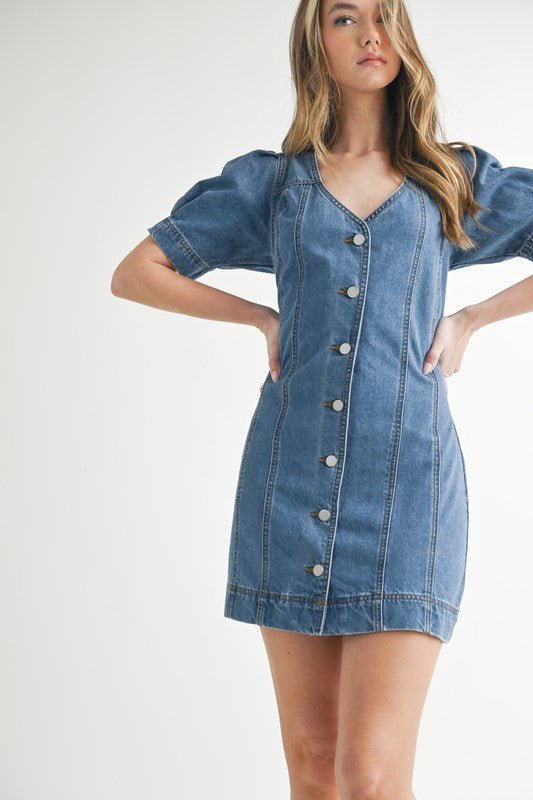 Denim Lover Button Down Dress - The Dragonfly Boutique