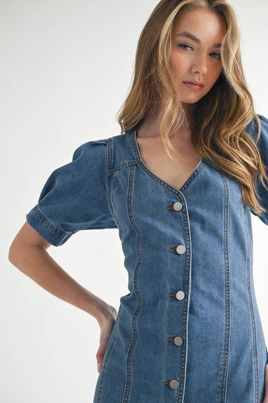 Denim Lover Button Down Dress - The Dragonfly Boutique