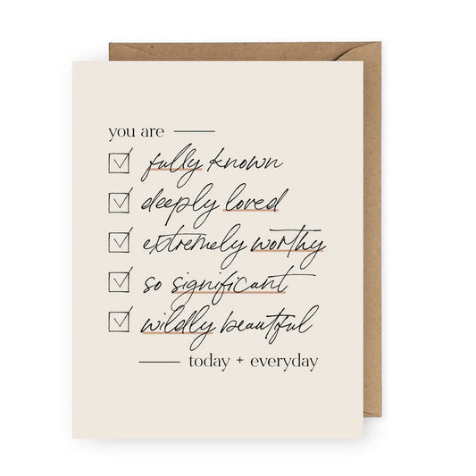 Fully Known, Deeply Loved Greeting Card - The Dragonfly Boutique