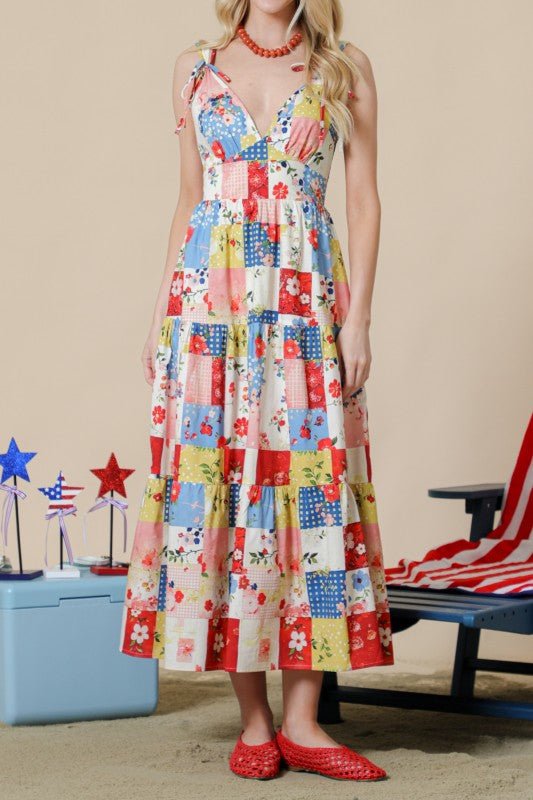 Happiness Begins Patchwork Dress - The Dragonfly Boutique