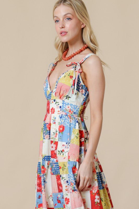 Happiness Begins Patchwork Dress - The Dragonfly Boutique