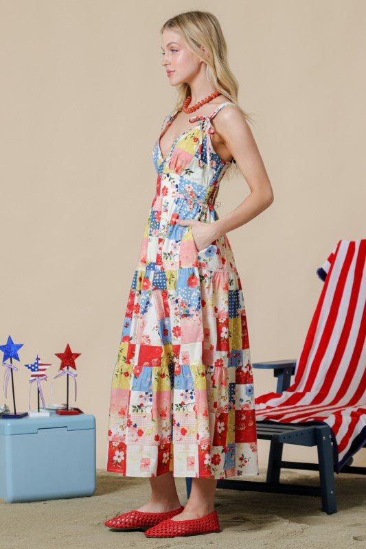 Happiness Begins Patchwork Dress - The Dragonfly Boutique