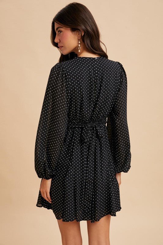 Midnight Polka Dot Dress - The Dragonfly Boutique