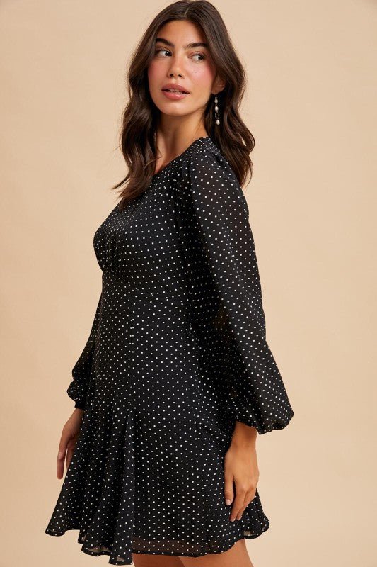 Midnight Polka Dot Dress - The Dragonfly Boutique