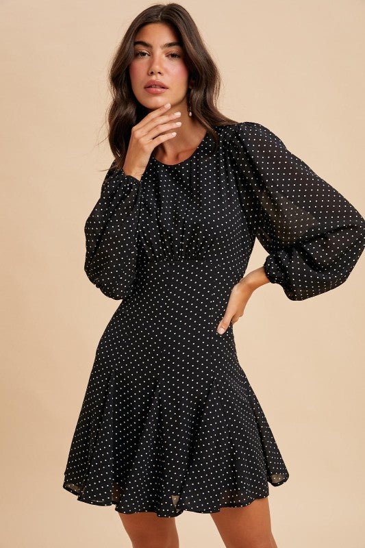 Midnight Polka Dot Dress - The Dragonfly Boutique