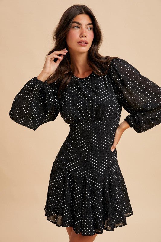Midnight Polka Dot Dress - The Dragonfly Boutique