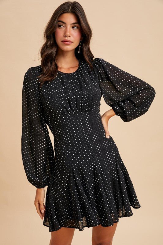 Midnight Polka Dot Dress - The Dragonfly Boutique