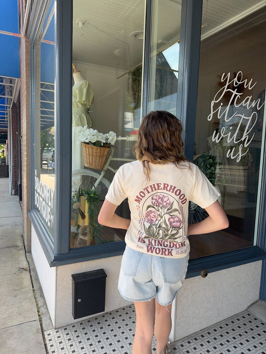 Motherhood Is Kingdom Work Tee - The Dragonfly Boutique