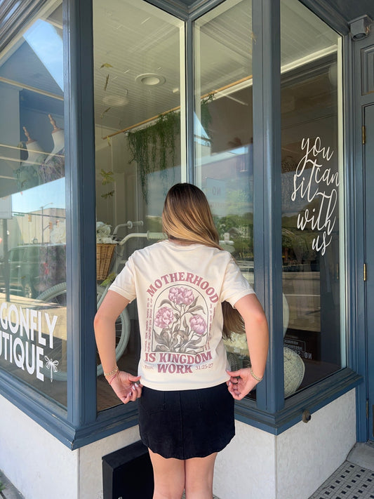 Motherhood is Kingdom Work Tee - The Dragonfly Boutique