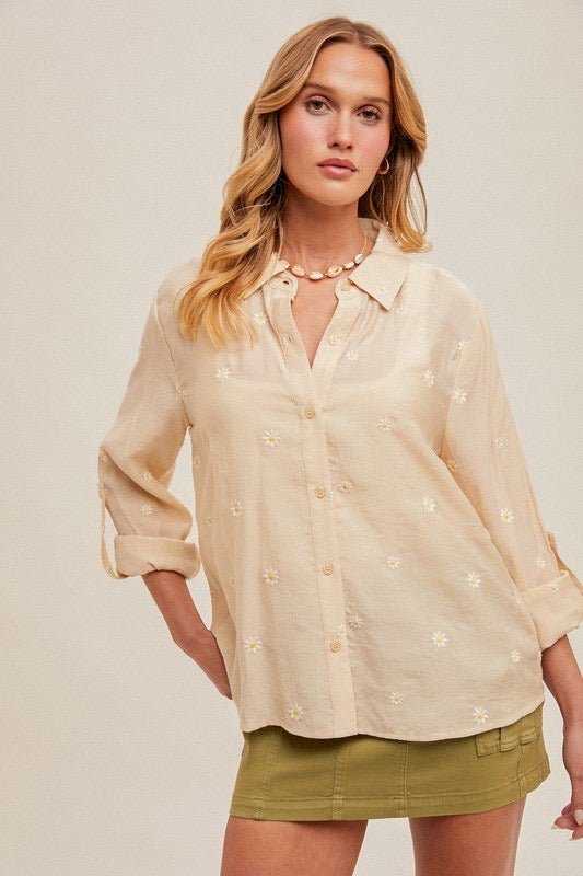 Picking Daisies Button Down Top - The Dragonfly Boutique