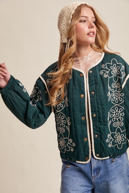 Pine for You Quilted Jacket - The Dragonfly Boutique