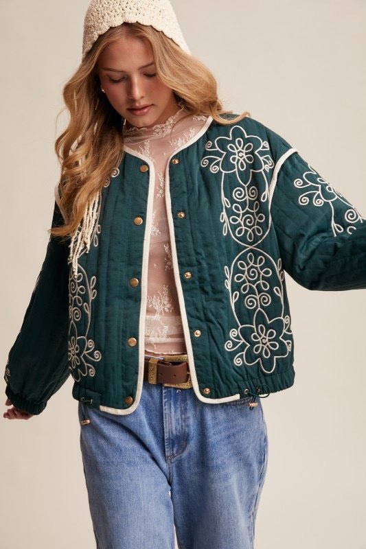 Pine for You Quilted Jacket - The Dragonfly Boutique