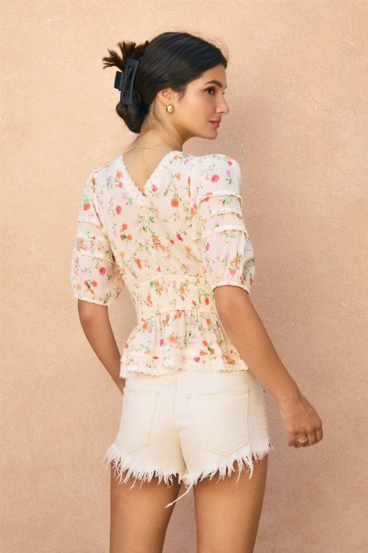 Poppy Fields Peplum Top - The Dragonfly Boutique