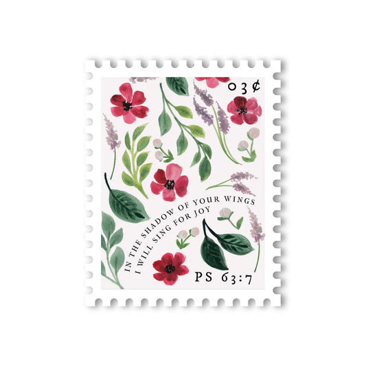 Psalm 63:7 Stamp Sticker - The Dragonfly Boutique