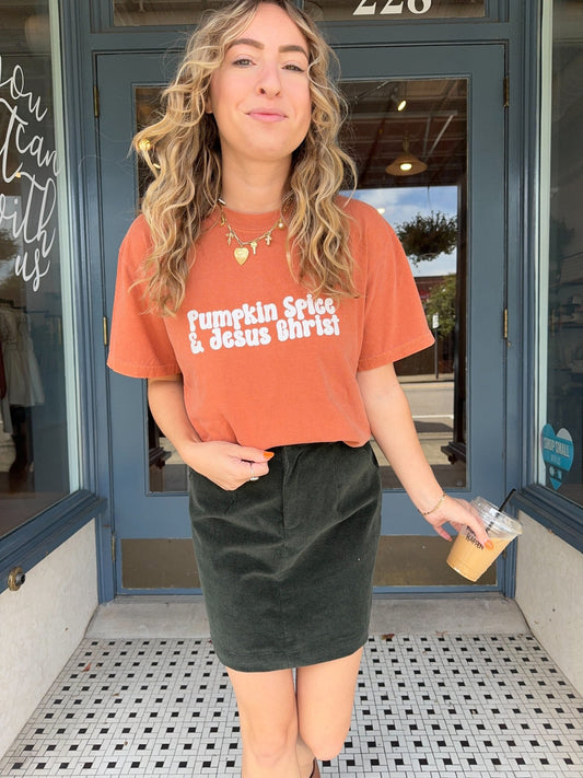 Pumpkin Spice & Jesus Christ Tee - The Dragonfly Boutique