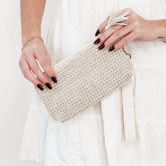 Rome Raffia Clutch Wristlet - The Dragonfly Boutique