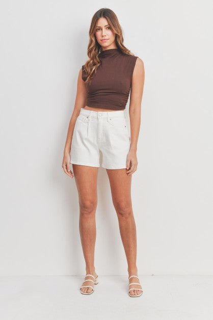 The Macy Pleated Short - Off White - The Dragonfly Boutique