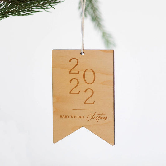 Baby's First Christmas Ornament • 2022 Wooden Keepsake - The Dragonfly Boutique