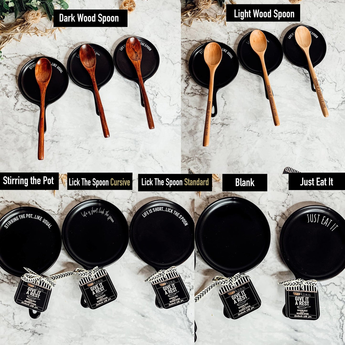 Spoon Rest and Wooden Spoon Set - Unique Housewarming Gifts - The Dragonfly Boutique